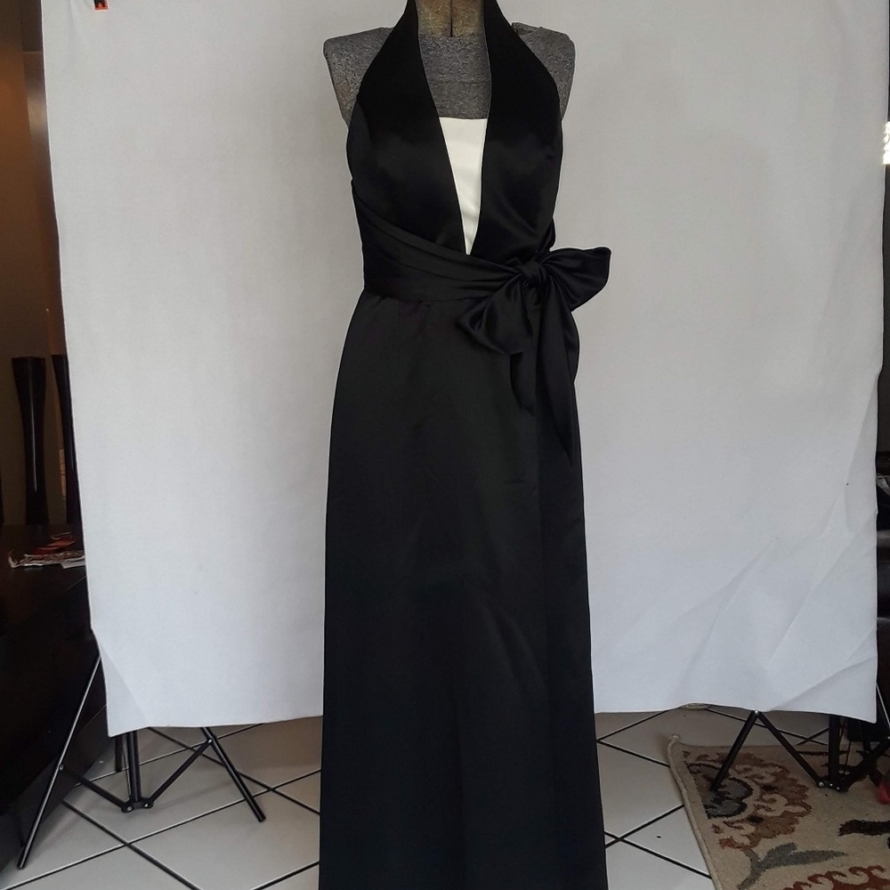 Black and white halter dress